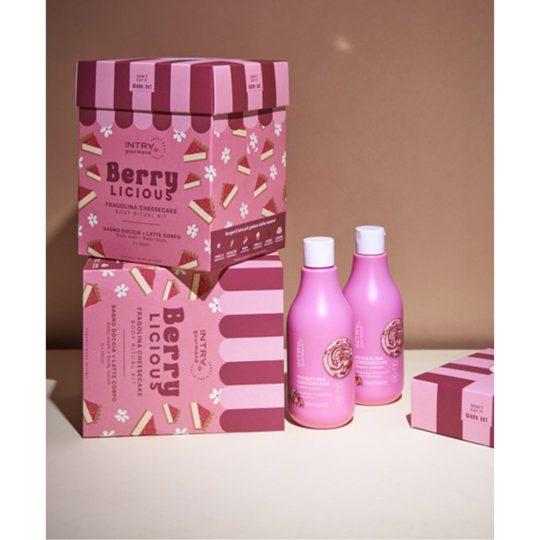 INTRA GOURMAND FRAGOLINA CHEESECAKE | Ritual Body Kit - BagnoDoccia 250ml + LatteCorpo 250ml