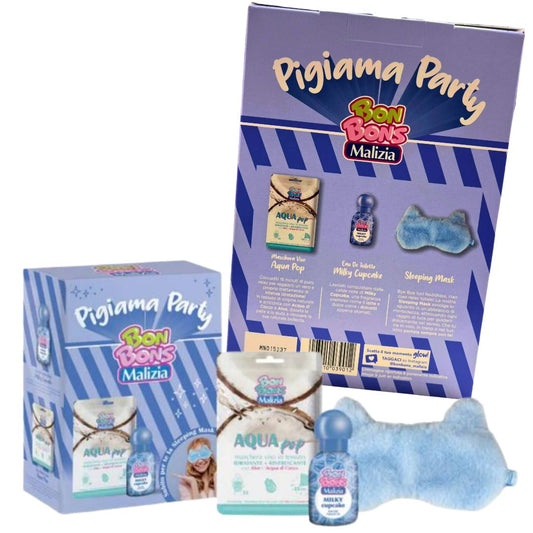 BON BONS MALIZIA MILKY CUPCAKE – Cofanetto Pigiama Party | Profumo 50 ml + Maschera Viso + Mascherina Notte