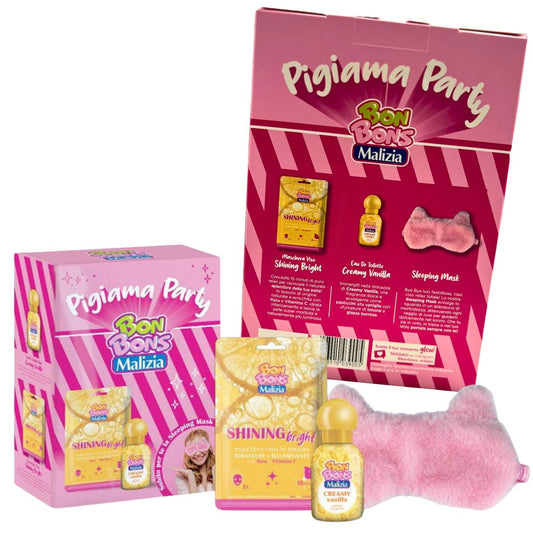 BON BONS MALIZIA CREAMY VANILLA – Cofanetto Pigiama Party | Profumo 50 ml + Maschera Viso + Mascherina Notte