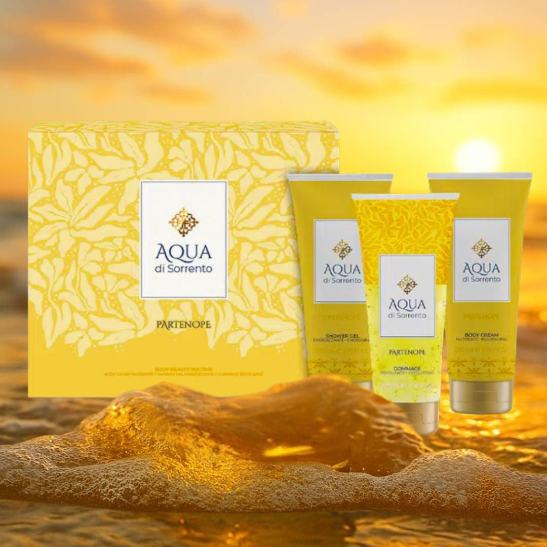 AQUA DI SORRENTO PARTENOPE COFANETTO | Shower Gel 200ml + Scrub Corpo 200ml + Crema Corpo 200ml