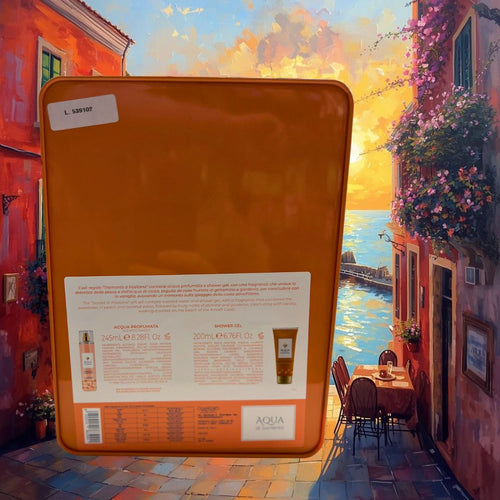 AQUA DI SORRENTO TRAMONTO A POSITANO - Cofanetto Latta | Shower Gel 200ml + Acqua Profumata 245ml