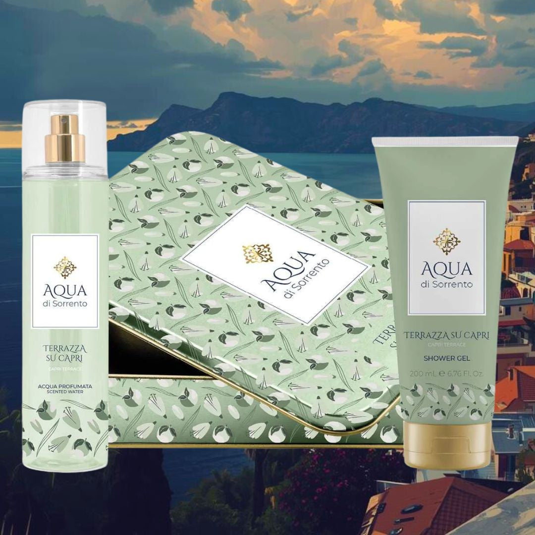 AQUA DI SORRENTO TERRAZZA SU CAPRI - Cofanetto Latta | Shower Gel 200ml + Acqua Profumata 245ml