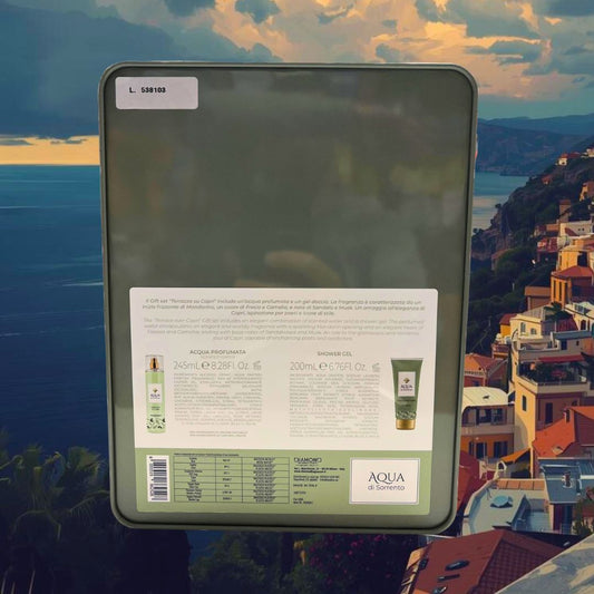 AQUA DI SORRENTO TERRAZZA SU CAPRI - Cofanetto Latta | Shower Gel 200ml + Acqua Profumata 245ml