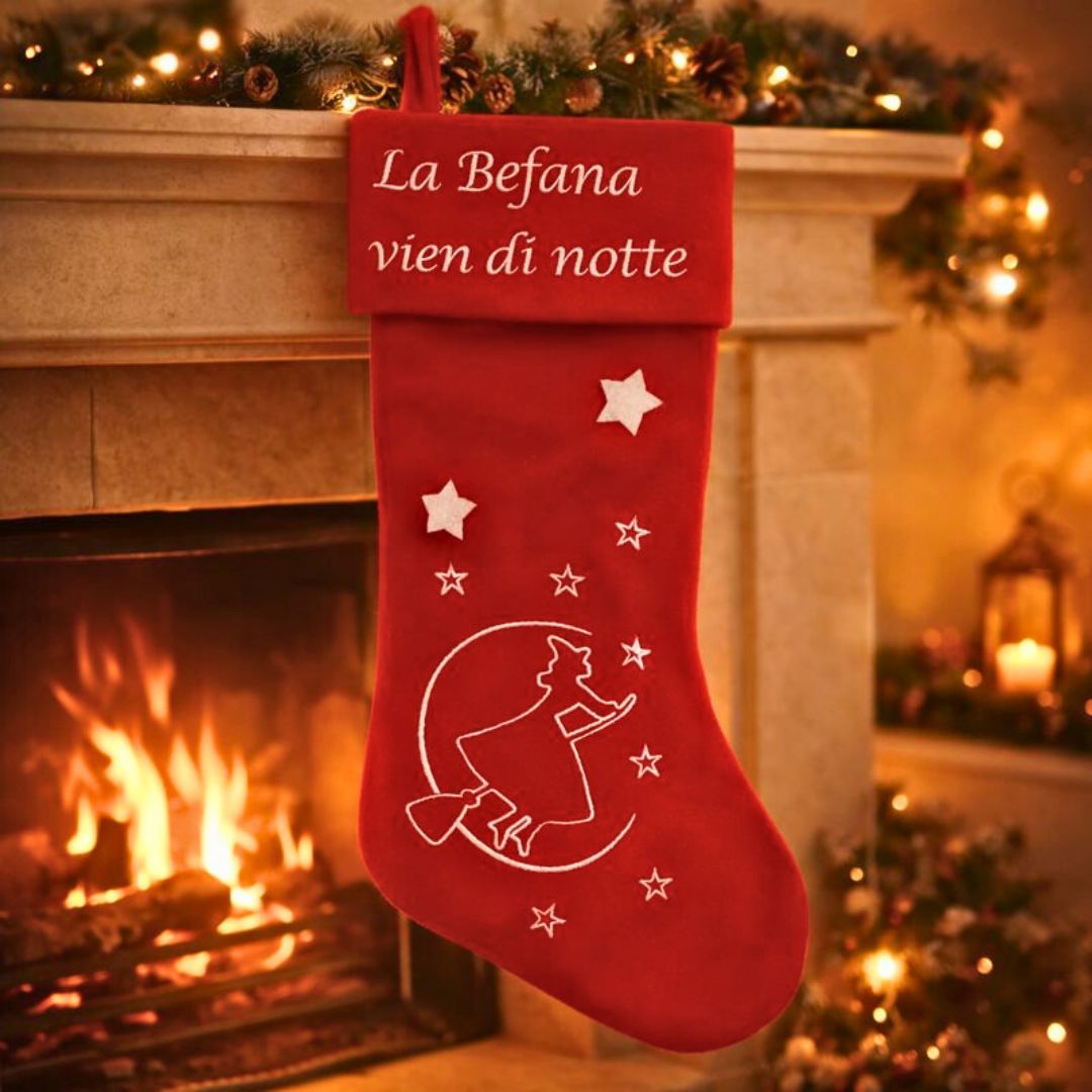 CALZA DELLA BEFANA - Calza Tradizionale in Feltro 40x18cm