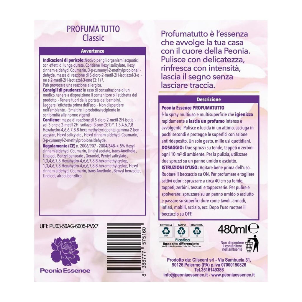 PEONIA ESSENCE PROFUMATUTTO – Peonia Classic 480ml