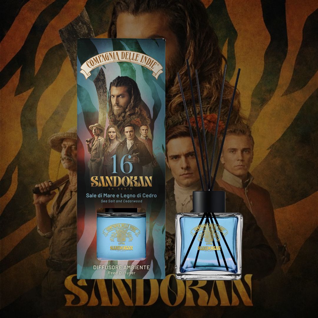 COMPAGNIA DELLE INDIE SANDOKAN | Diffusore Ambiente 16 - Sale di Mare e Legno di Cedro 100ml
