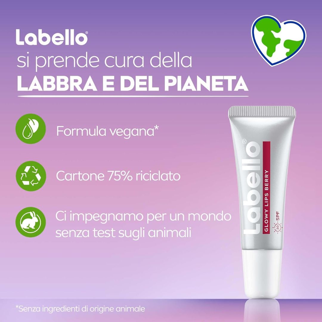 LABELLO GLOWY LIPS BERRY – Trattamento Labbra Idratante & Glossy con Tocco di Colore