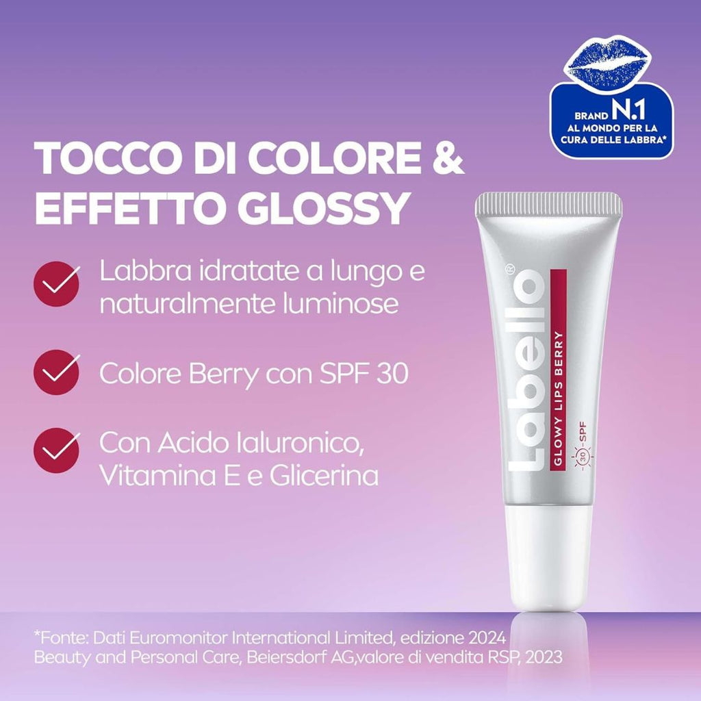 LABELLO GLOWY LIPS BERRY – Trattamento Labbra Idratante & Glossy con Tocco di Colore