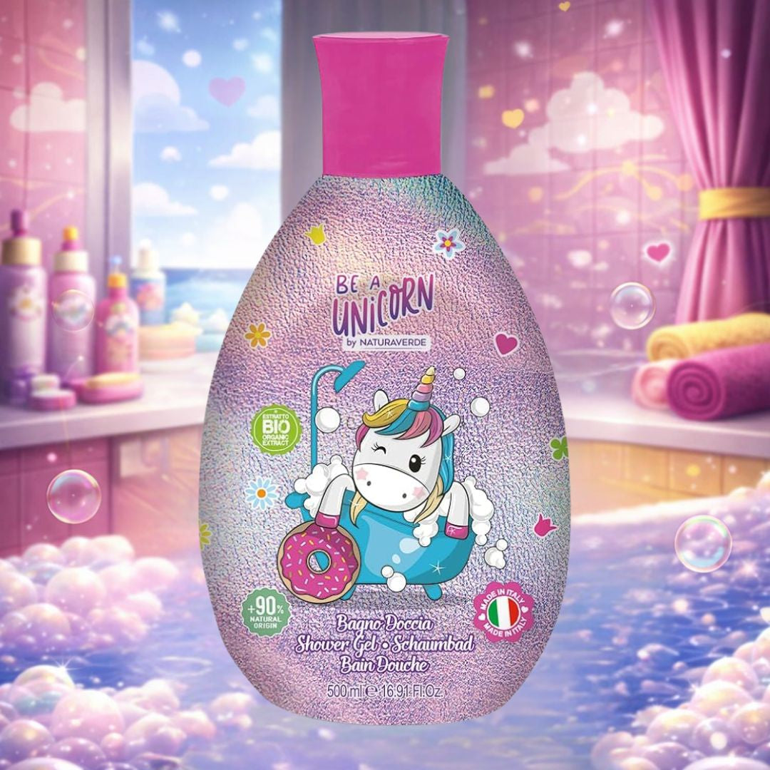 NATURAVERDE BE A UNICORN - Bagnodoccia al Muschio Bianco, con Burro di Karité e Estratto di Fiordaliso BIO 500ml