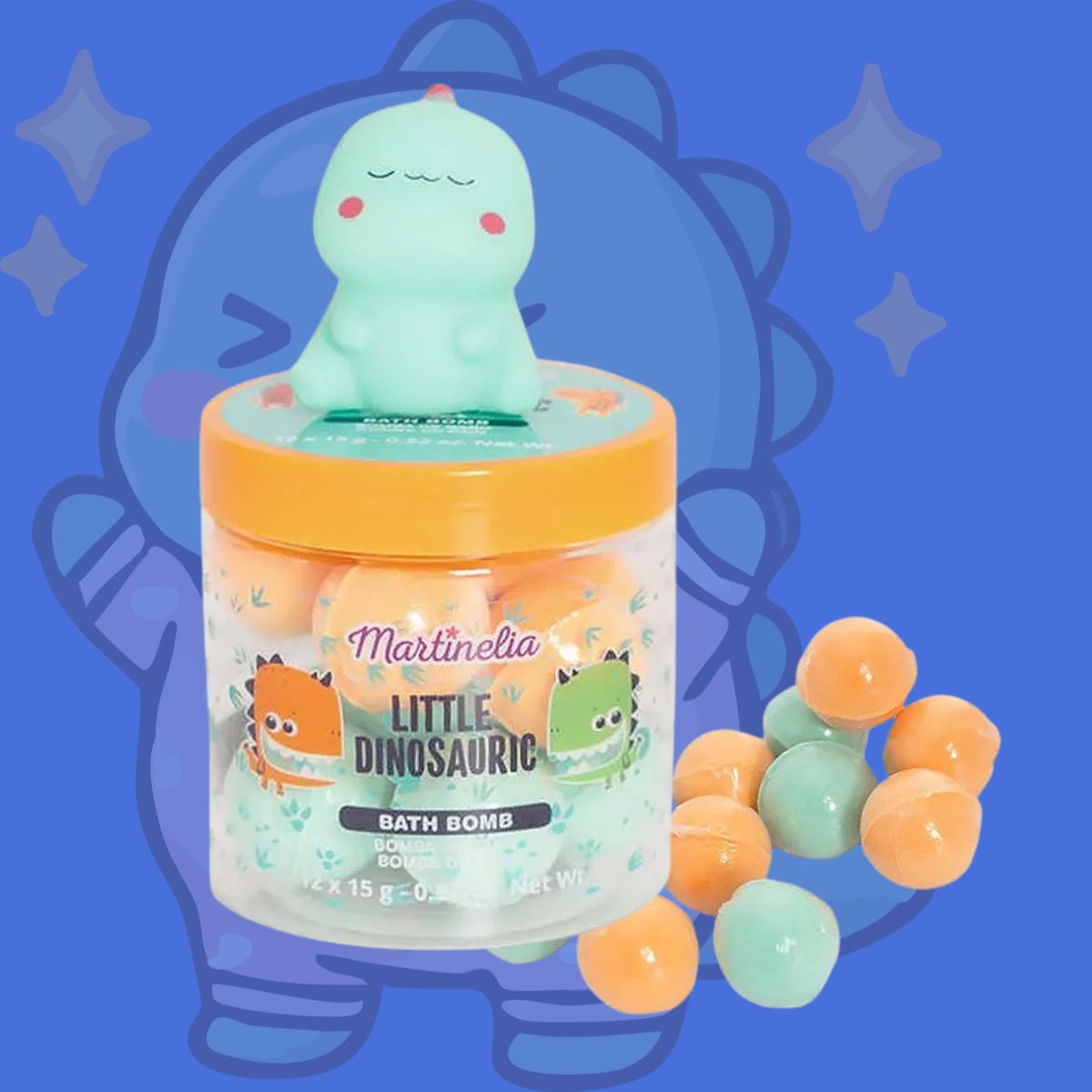 MARTINELIA LITTLE DINOSAUR – Bombe da Bagno Effervescenti Pesca e Mirtillo