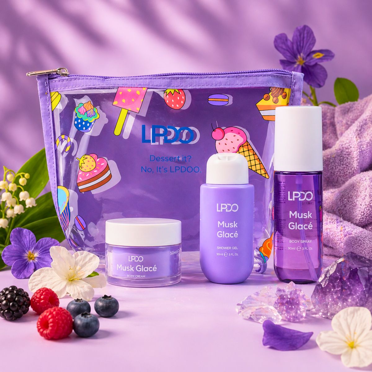 LPDO SUMMER KIT MUSK GLACÉ - Body Spray 90ml + Shower Gel 90ml + Body Cream 50ml