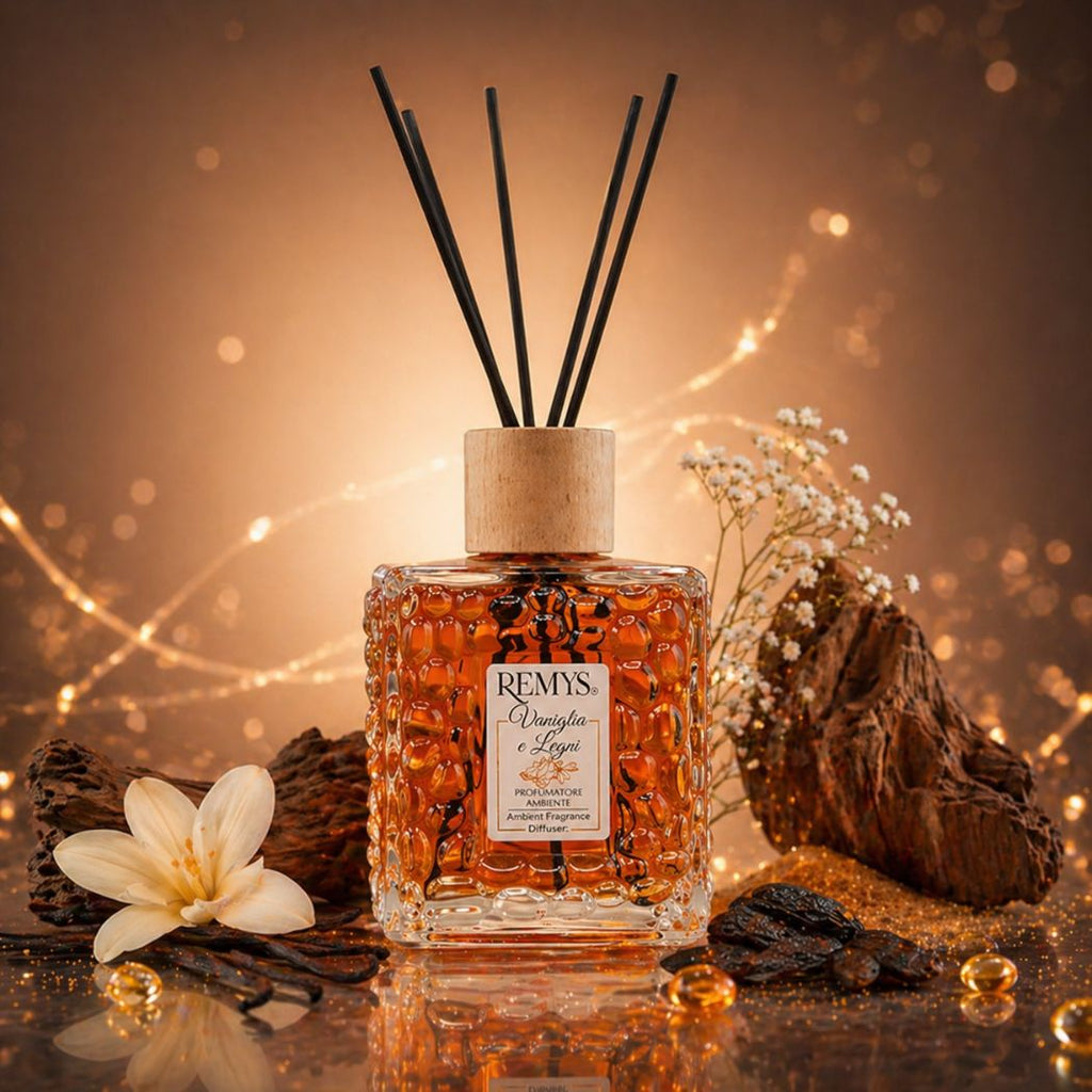 REMYS VANIGLIA & LEGNI - Diffusore di Profumo per Ambiente con Bastoncini 250/500ml