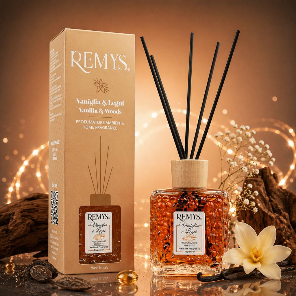 REMYS VANIGLIA & LEGNI - Diffusore di Profumo per Ambiente con Bastoncini 250/500ml