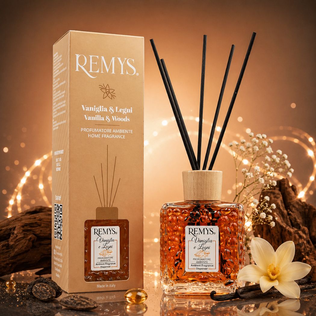 REMYS VANIGLIA & LEGNI - Diffusore di Profumo per Ambiente con Bastoncini 250/500ml
