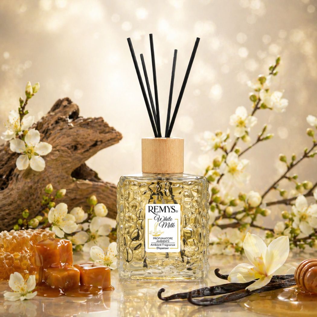 REMYS WHITE MILK - Diffusore di Profumo per Ambiente con Bastoncini 250/500ml