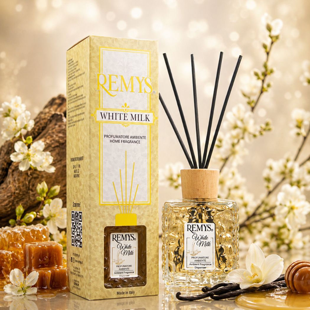 REMYS WHITE MILK - Diffusore di Profumo per Ambiente con Bastoncini 250/500ml