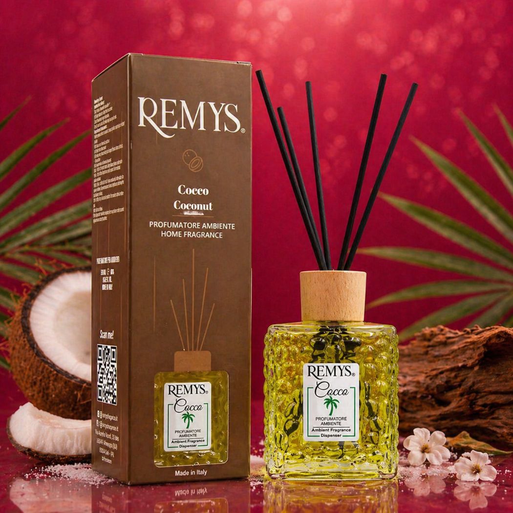 REMYS COCCO - Diffusore di Profumo per Ambiente con Bastoncini 250/500ml