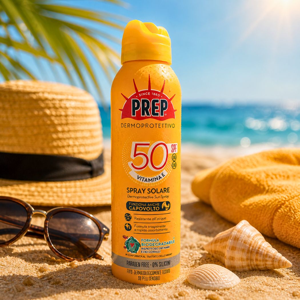 PREP SPRAY SOLARE SPF50+ PELLI SENSIBILI - Dermoprotettivo, con Vitamina E 150ml