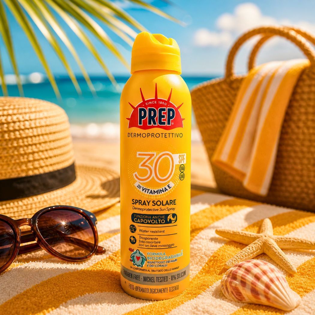 PREP SPRAY SOLARE SPF30+ PELLI SENSIBILI - Dermoprotettivo, con Vitamina E 150ml