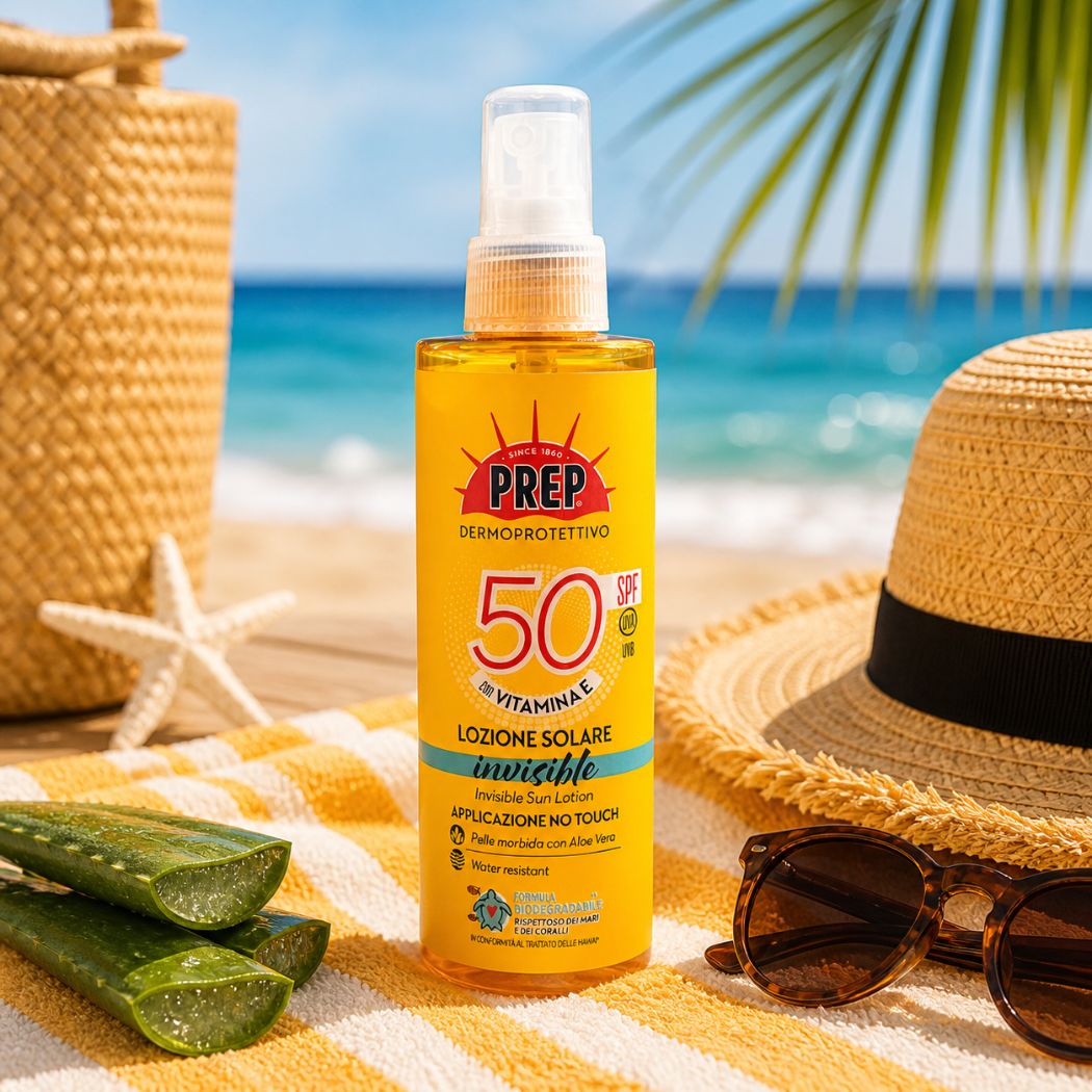 PREP LOZIONE SOLARE SPF50+INVISIBLE - Dermoprotettivo, con Vitamina E 175ml
