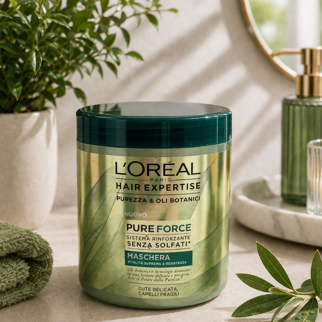 L’ORÉAL HAIR EXPERTISE PURE FORCE – Maschera Rinforzante Senza Solfati 200 ml - Liquidò