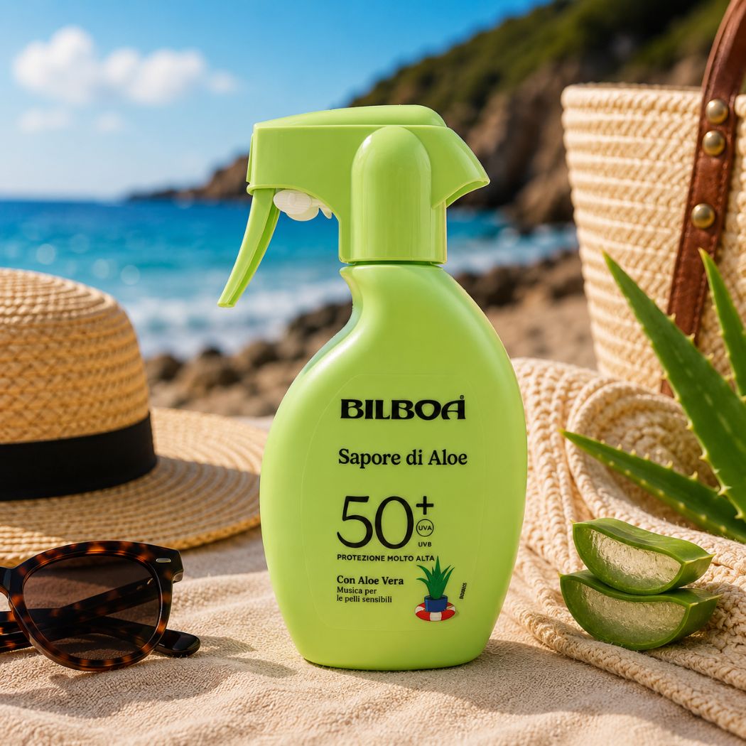 BILBOA SPRAY SOLARE SAPORE DI ALOE SPF 50+ - Latte Solare Spray Protezione Molto Alta 250ml - Liquidò