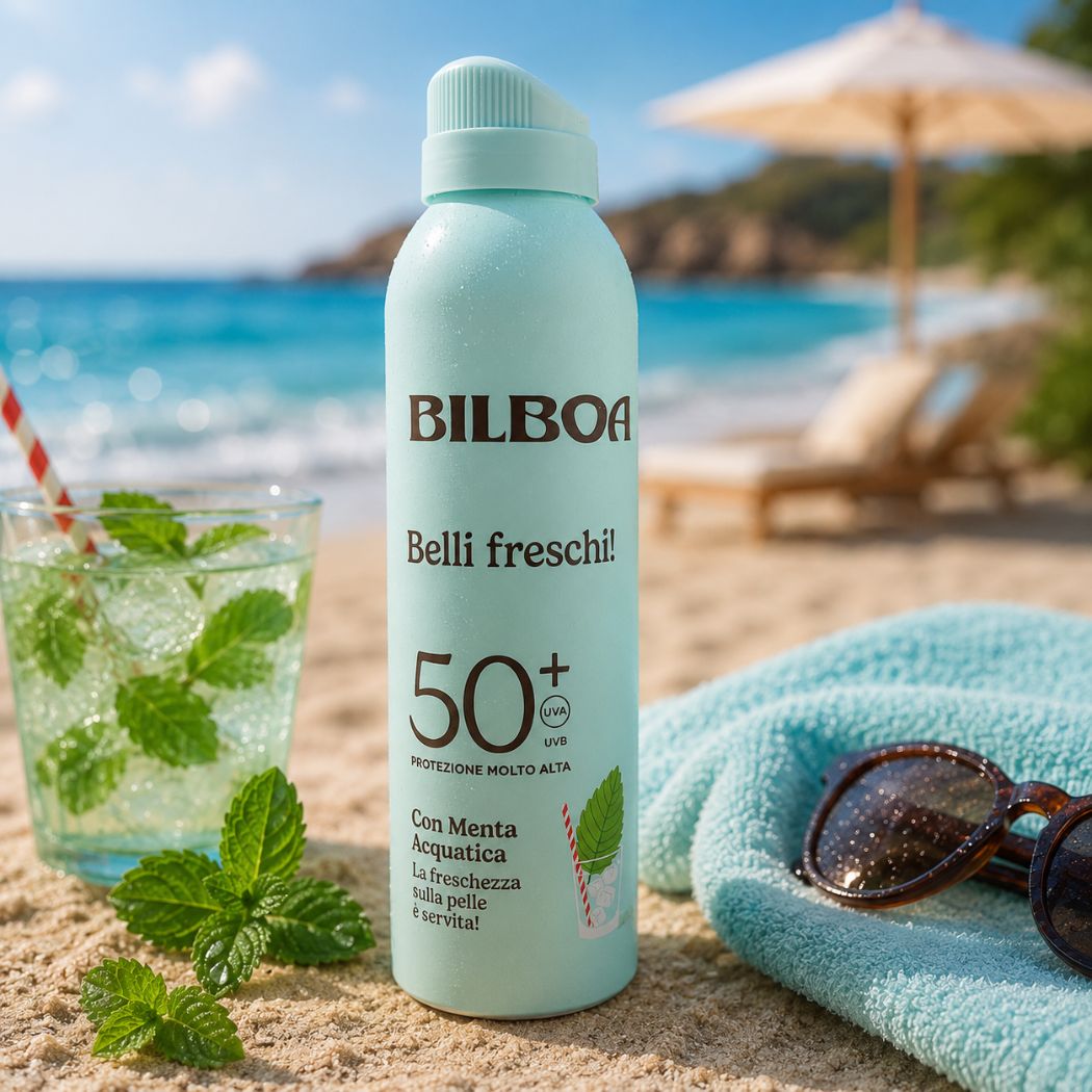 BILBOA SPRAY SOLARE BELLI FRESCHI! SPF 50+ – Con Menta Acquatica 150ml - Liquidò