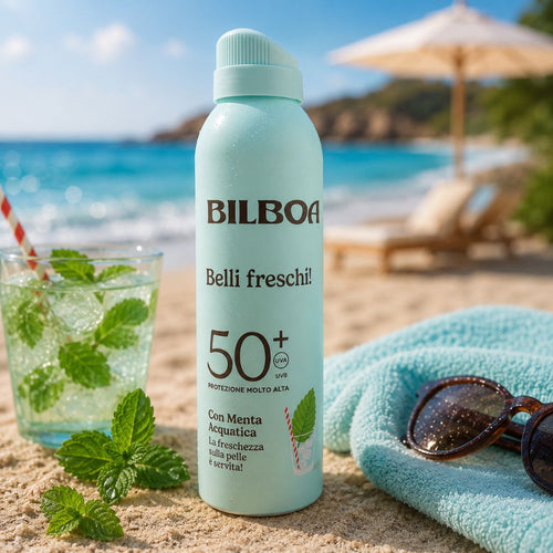 BILBOA SPRAY SOLARE BELLI FRESCHI! SPF 50+ – Con Menta Acquatica 150ml - Liquidò