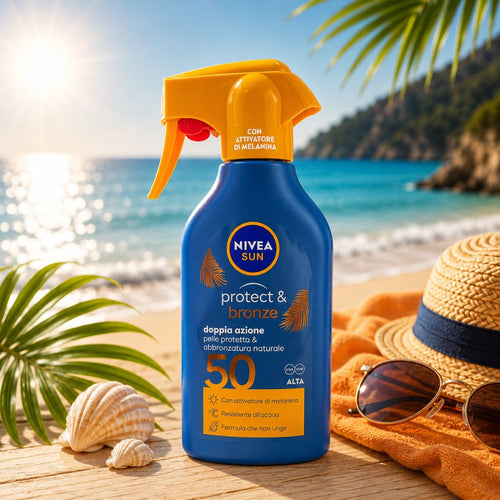 NIVEA SUN PROTECT & BRONZE SPRAY SOLARE SPF 50 – Pelle Protetta & Abbronzatura Naturale 250ml - Liquidò