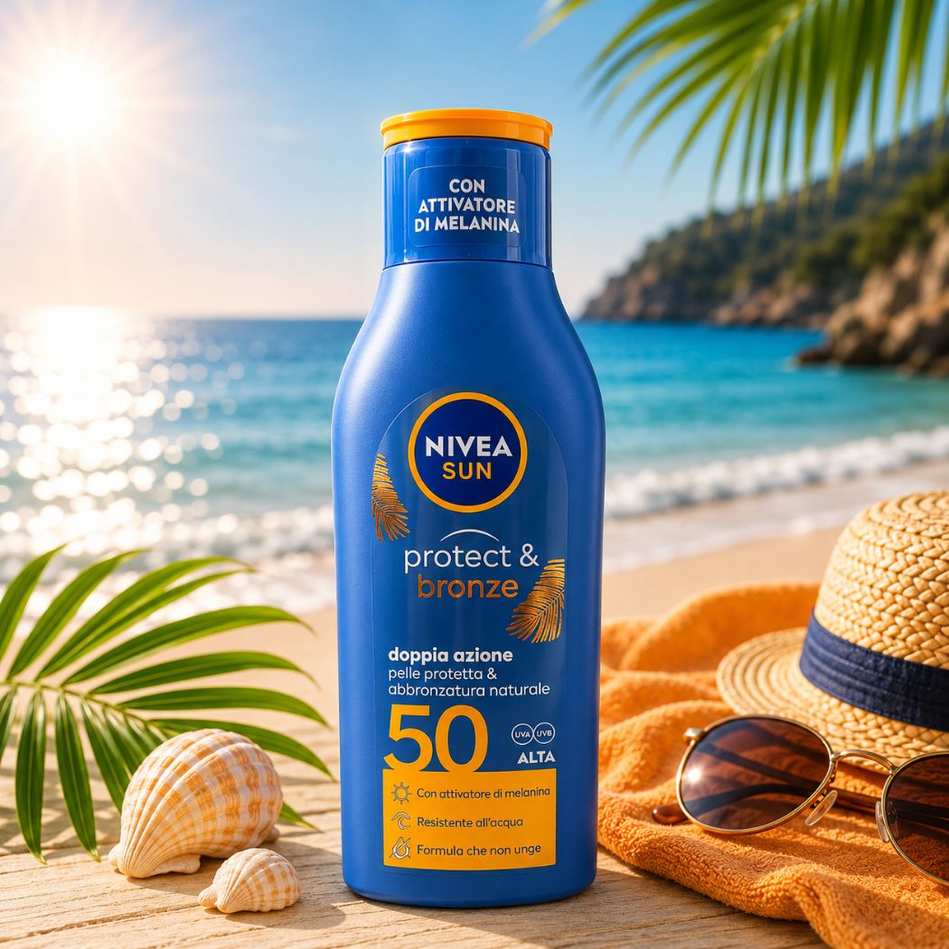 NIVEA SUN PROTECT & BRONZE LATTE SOLARE SPF 50 – Con Attivatore Di Melanina 200ml - Liquidò