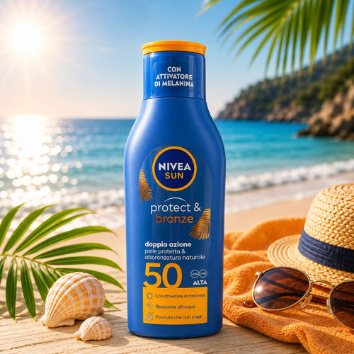 NIVEA SUN PROTECT & BRONZE LATTE SOLARE SPF 50 – Con Attivatore Di Melanina 200ml - Liquidò