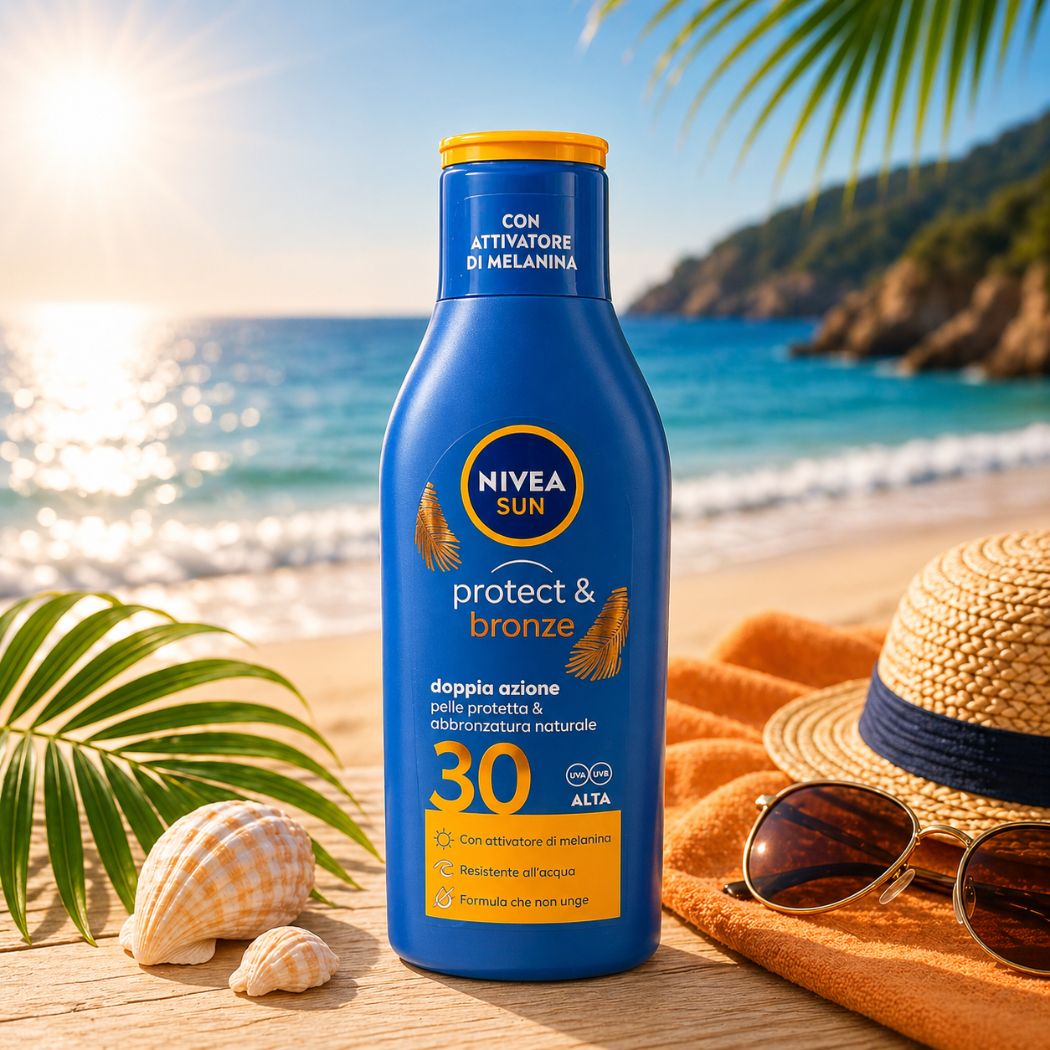 NIVEA SUN PROTECT & BRONZE LATTE SOLARE SPF 50 – Con Attivatore Di Melanina 200ml - Liquidò