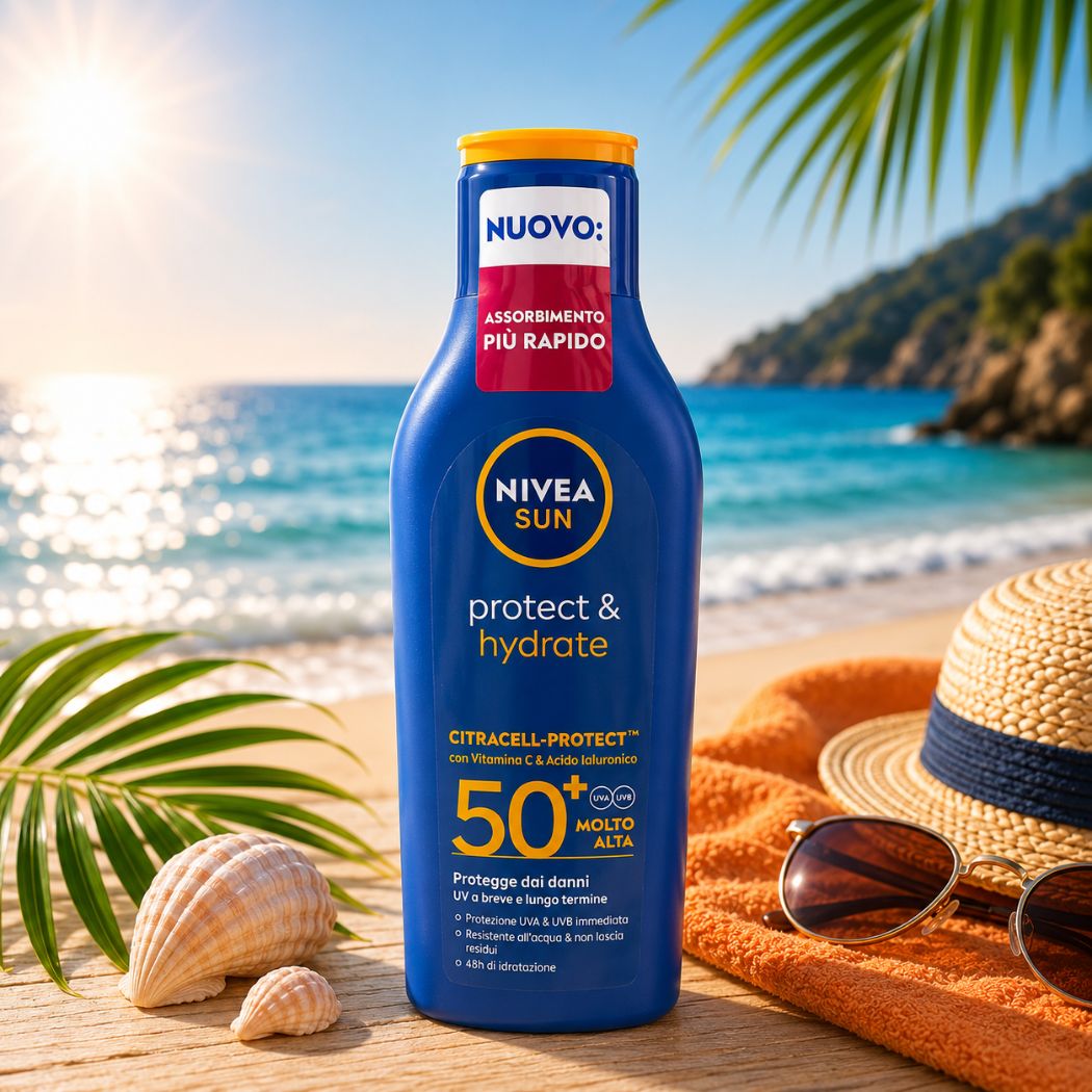 NIVEA SUN PROTECT & HYDRATE SPF 50+ – Crema Solare Idratante 200ml - Liquidò