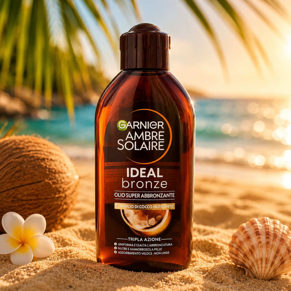 GARNIER AMBRE SOLAIRE IDEAL BRONZE OLIO SUPER ABBRONZANTE - Con Olio Di Cocco Nutriente 200ml - Liquidò