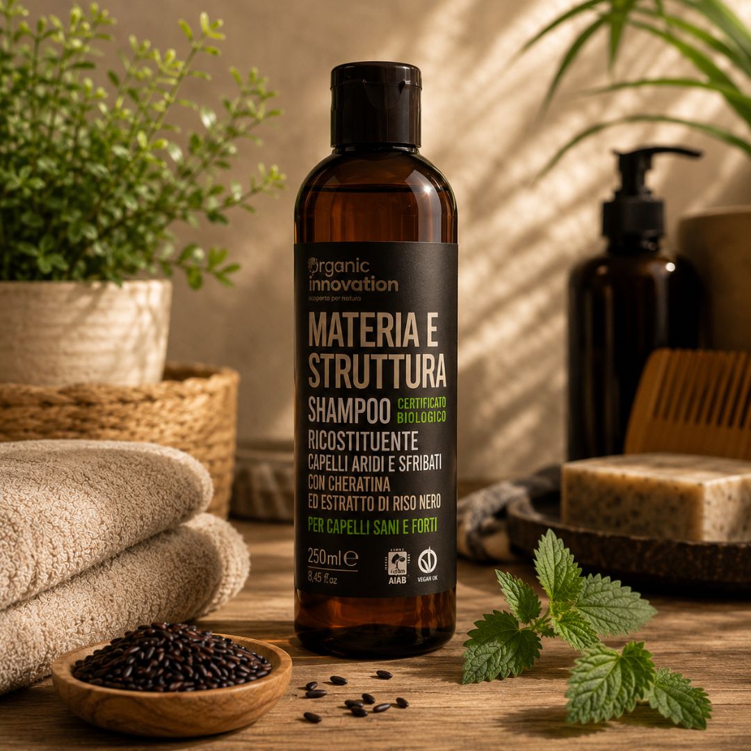 ORGANIC INNOVATION MATERIA E STRUTTURA SHAMPOO RICOSTITUENTE – Capelli Aridi e Sfibrati 250ml - Liquidò