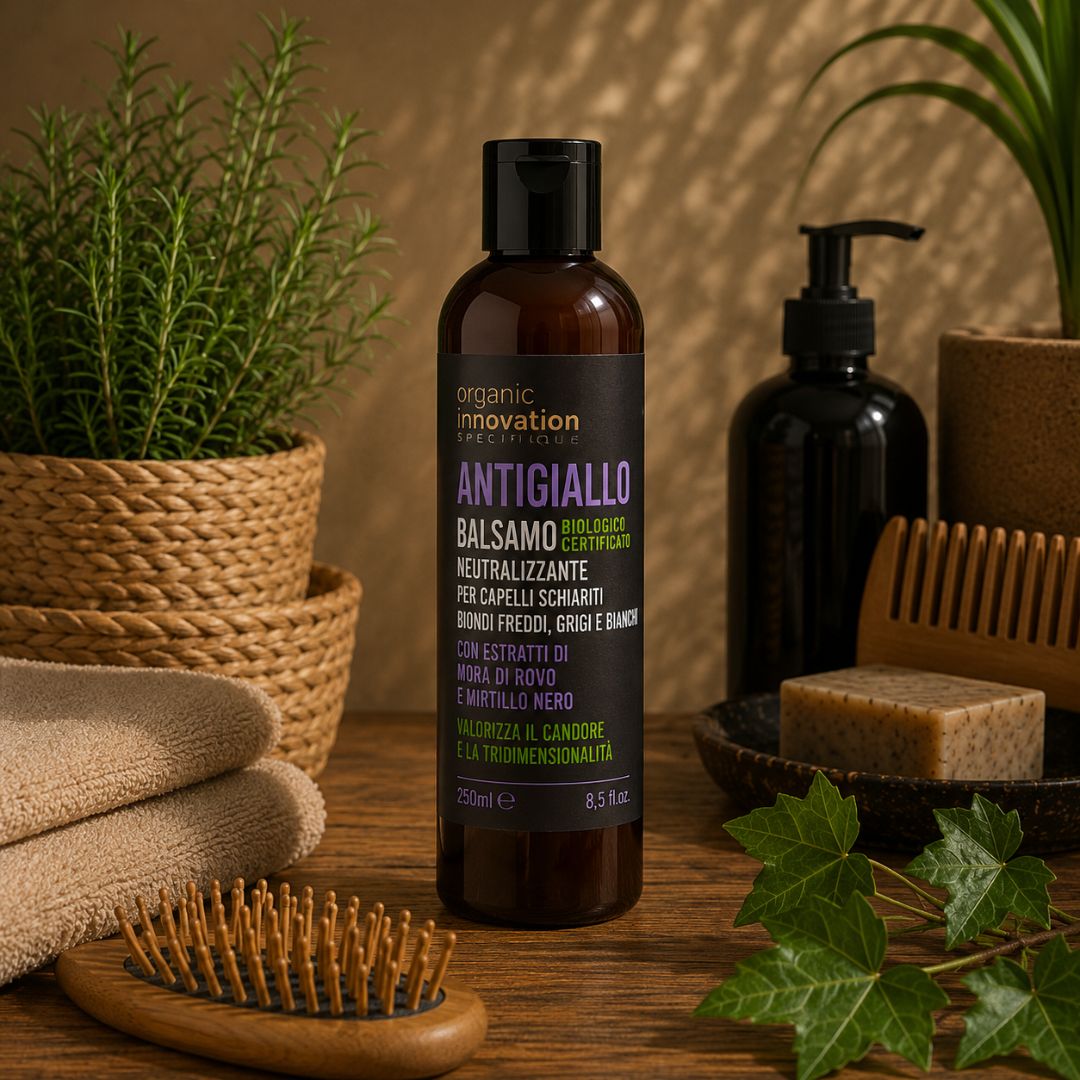 ORGANIC INNOVATION ANTIGIALLO BALSAMO NEUTRALIZZANTE – Per Capelli Schiariti, Biondi, Grigi e Bianchi 250ml - Liquidò