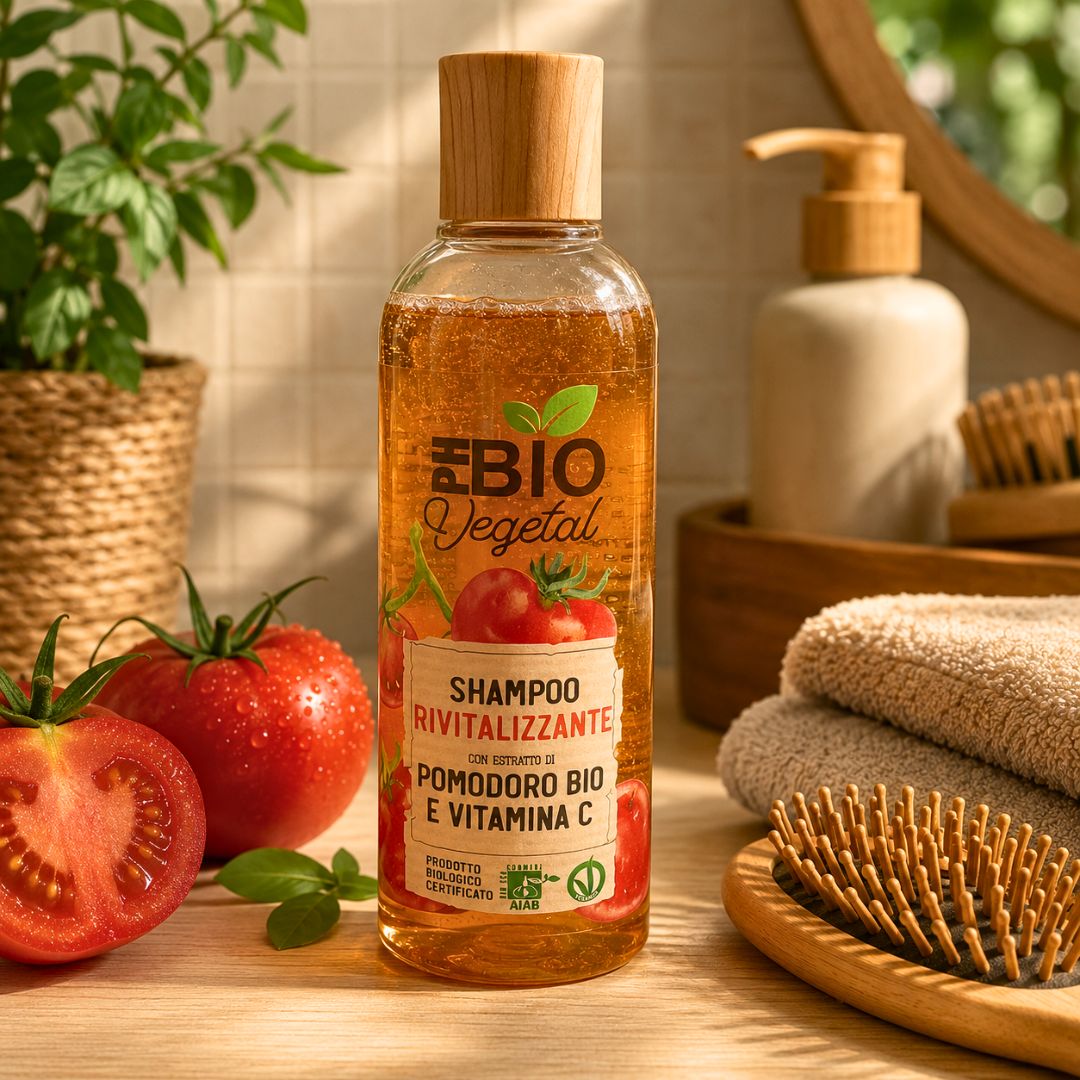 PH BIO VEGETAL SHAMPOO RIVITALIZZANTE POMODORO BIO E VITAMINA C - Capelli Spenti e Sfibrati 250ml - Liquidò
