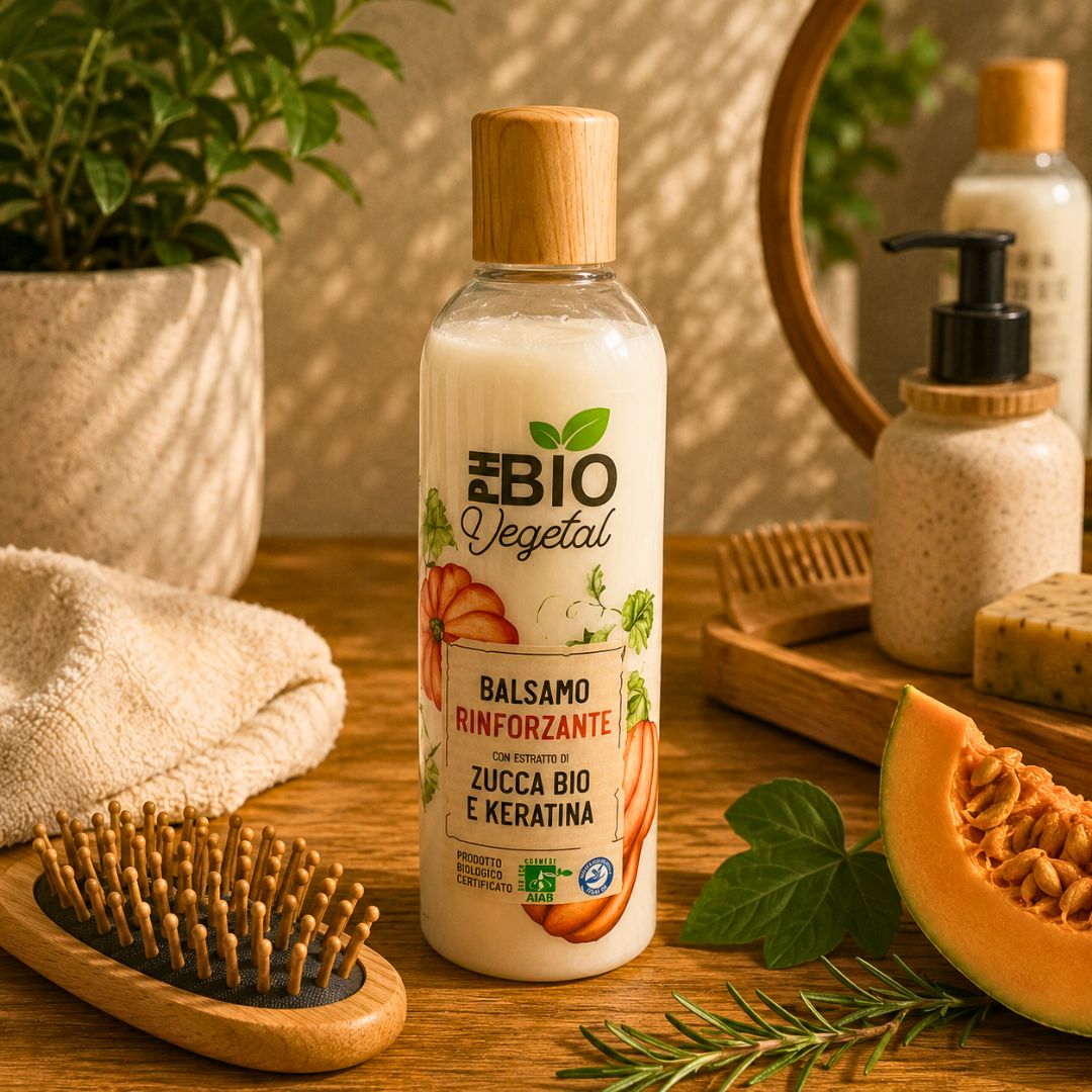PH BIO VEGETAL BALSAMO RINFORZANTE CON ZUCCA BIO E KERATINA - Capelli Deboli e Sfibrati 250ml - Liquidò
