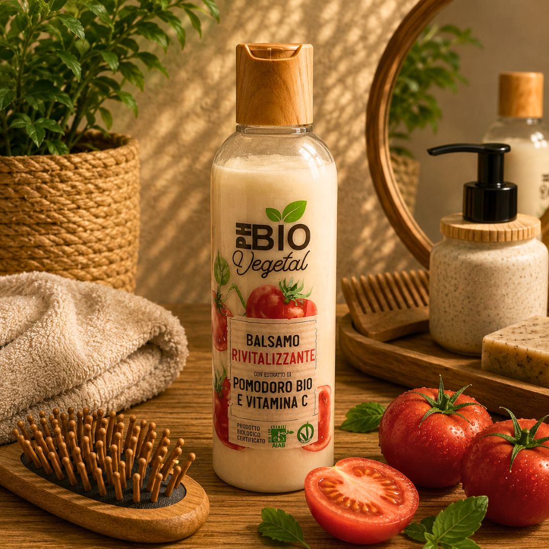 PH BIO VEGETAL BALSAMO RIVITALIZZANTE CON POMODORO BIO E VITAMINA C - Capelli Spenti e Sfibrati 250ml - Liquidò
