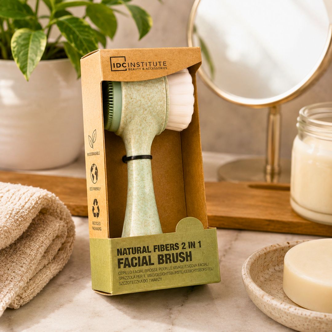 IDC INSTITUTE NATURAL FIBERS 2 in 1 FACIAL BRUSH – Spazzola Viso Ecologica Doppia Azione