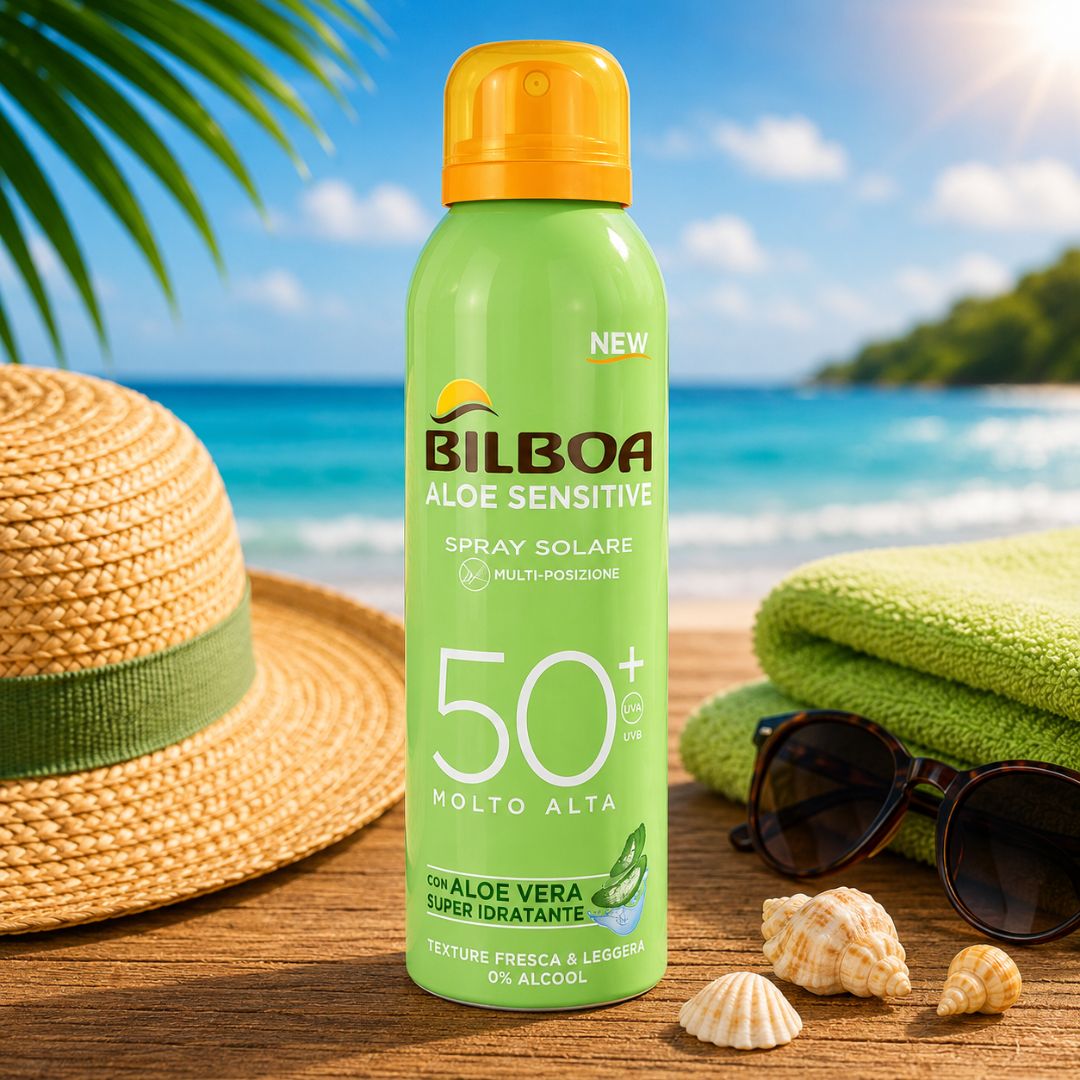 BILBOA ALOE SENSITIVE SPRAY SOLARE SPF50+ - Con Aloe Vera Per Pelli Sensibili 150ml - Liquidò