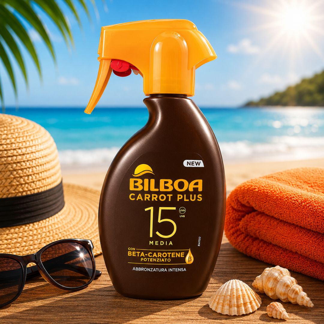 BILBOA CARROT PLUS TRIGGER SOLARE SPF15 - Con Beta - Carotene Potenziato 250ml - Liquidò