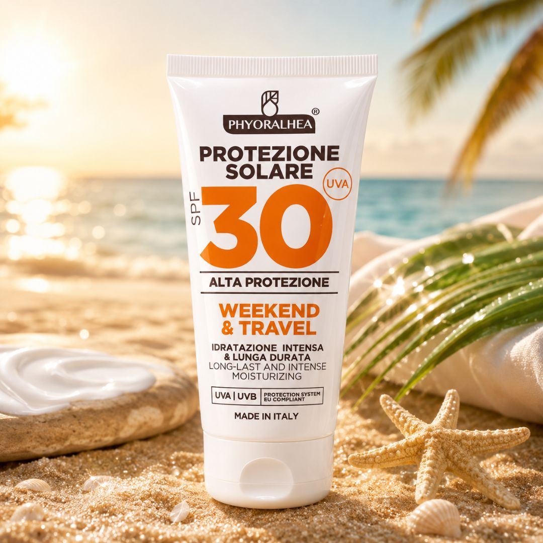 PHYORALHEA CREMA SOLARE WEEKEND & TRAVEL SPF 30 - Idratazione Intensa e Lunga Durata 100ml - Liquidò