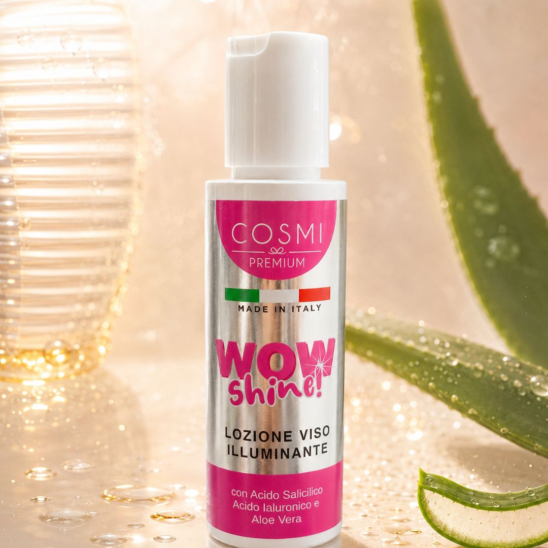 COSMI PREMIUM WOW SHINE! LOZIONE VISO - Con Acido Salicilico, Acido Ialuronico e Aloe Vera 100ml