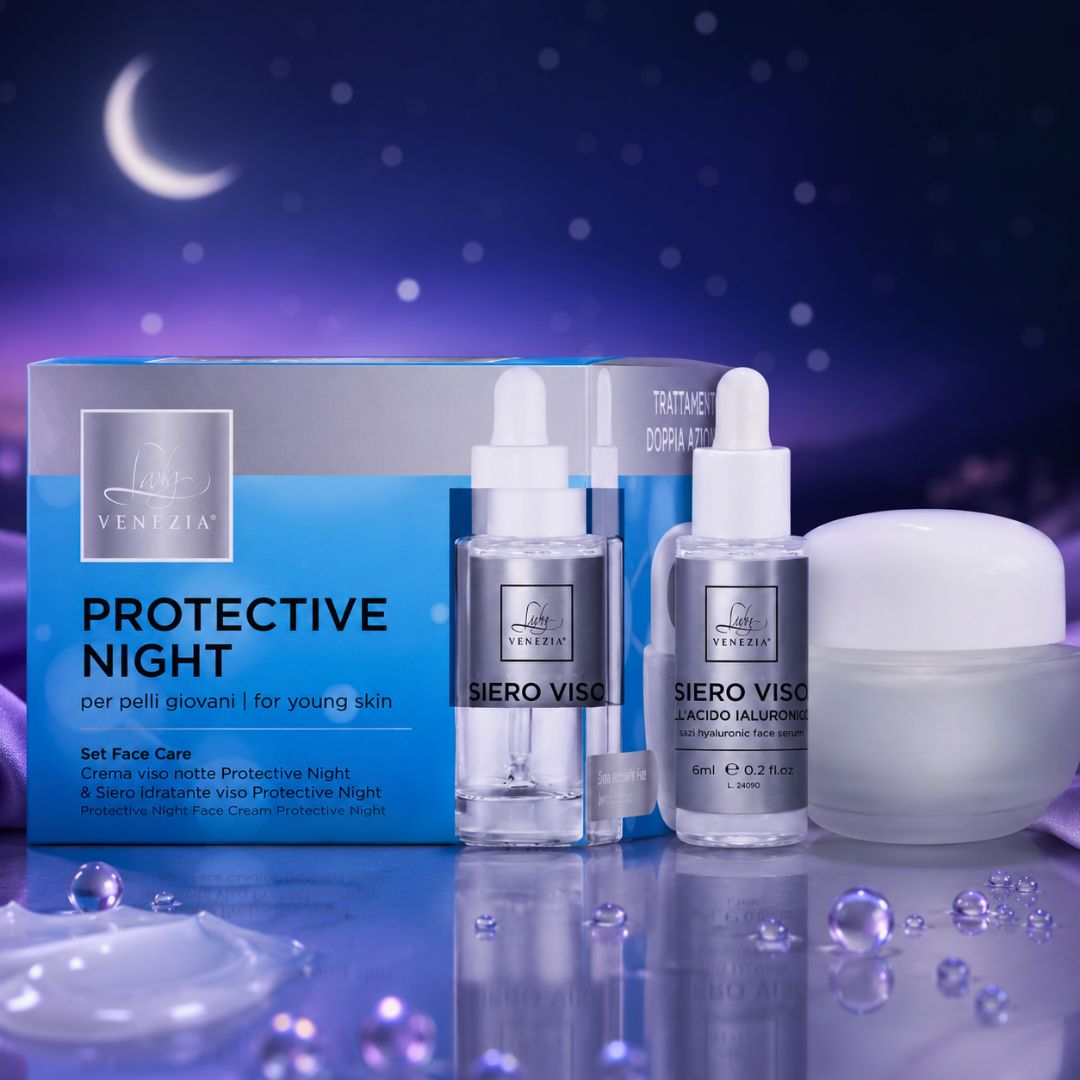 LADY VENEZIA PROTECTIVE NIGHT SET FACE CARE - Crema Viso Notte Protective 30ml + Siero Idratante Intensive Night 6ml
