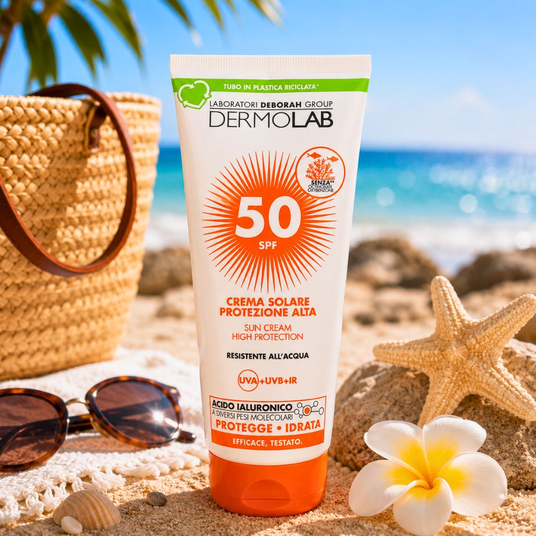 DERMOLAB CREMA SOLARE PROTEZIONE ALTA SPF50 - Con Acido Ialuronico 200ml - Liquidò