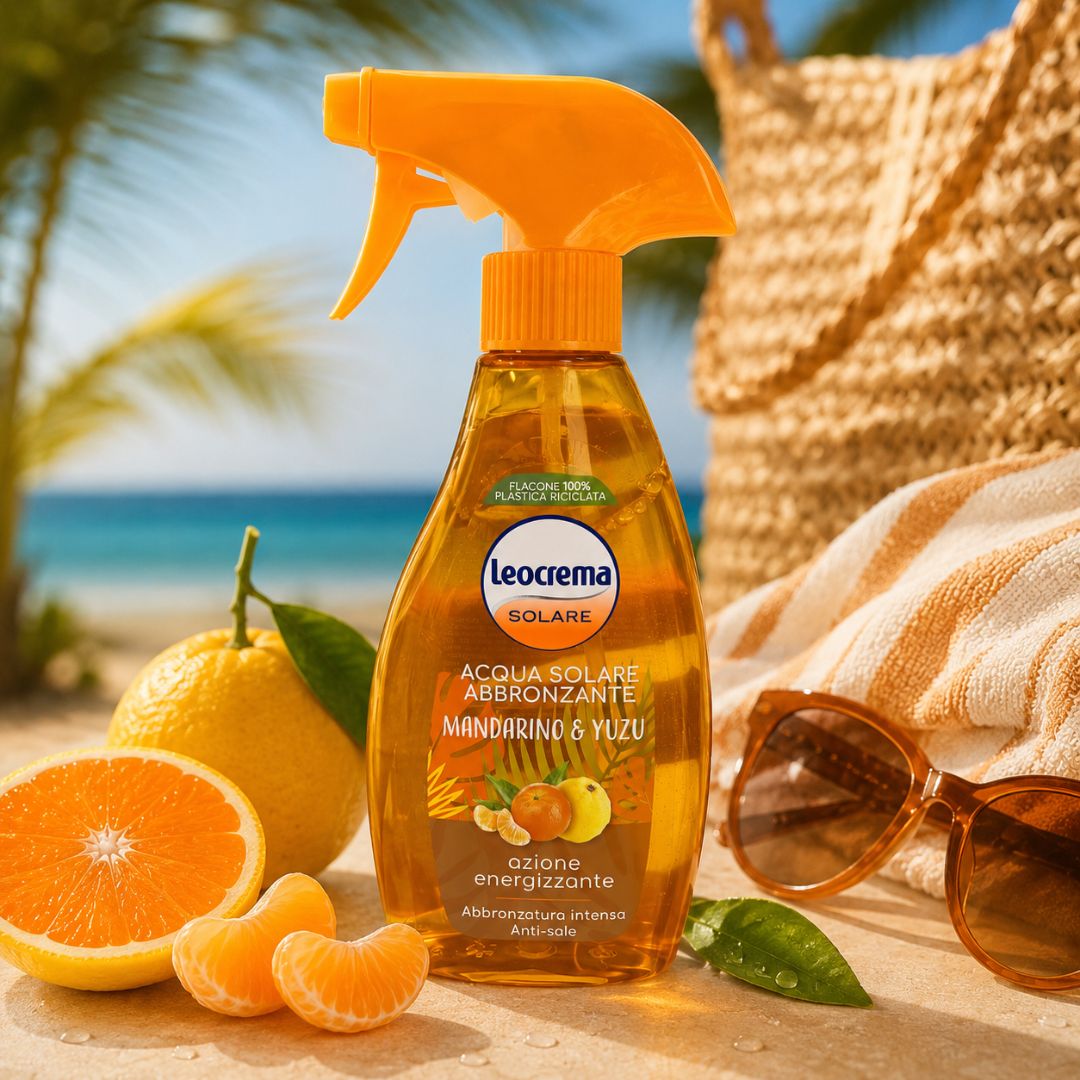 LEOCREMA ACQUA SOLARE ABBRONZANTE - Mandarino & Yuzu, Azione Energizzante 250ml - Liquidò