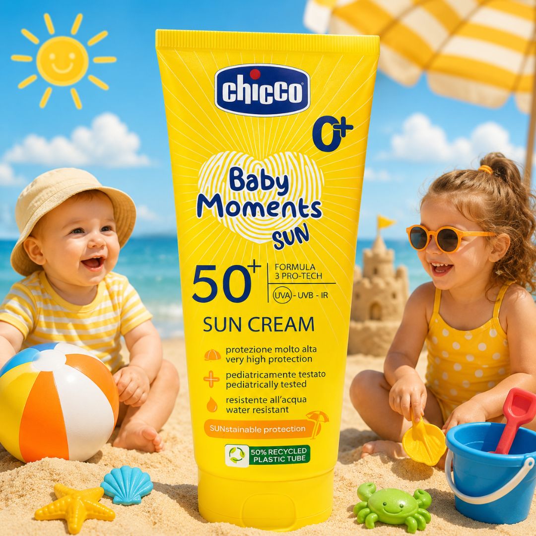 CHICCO BABY MOMENTS SUN CREMA SOLARE SPF50+ - Protezione Molto Alta Neonati & Bambini 75ml - Liquidò