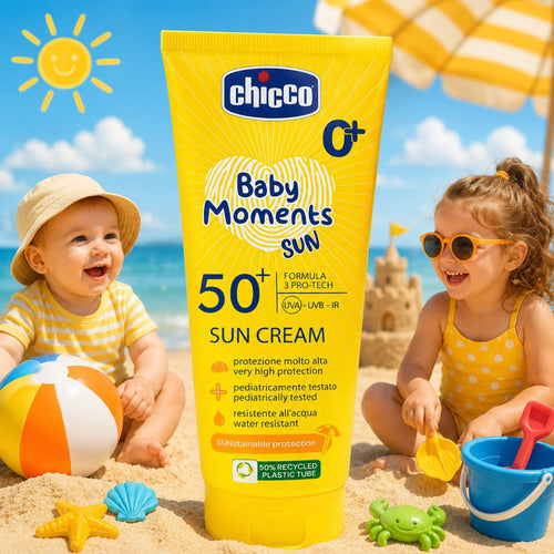 CHICCO BABY MOMENTS SUN CREMA SOLARE SPF50+ - Protezione Molto Alta Neonati & Bambini 75ml - Liquidò