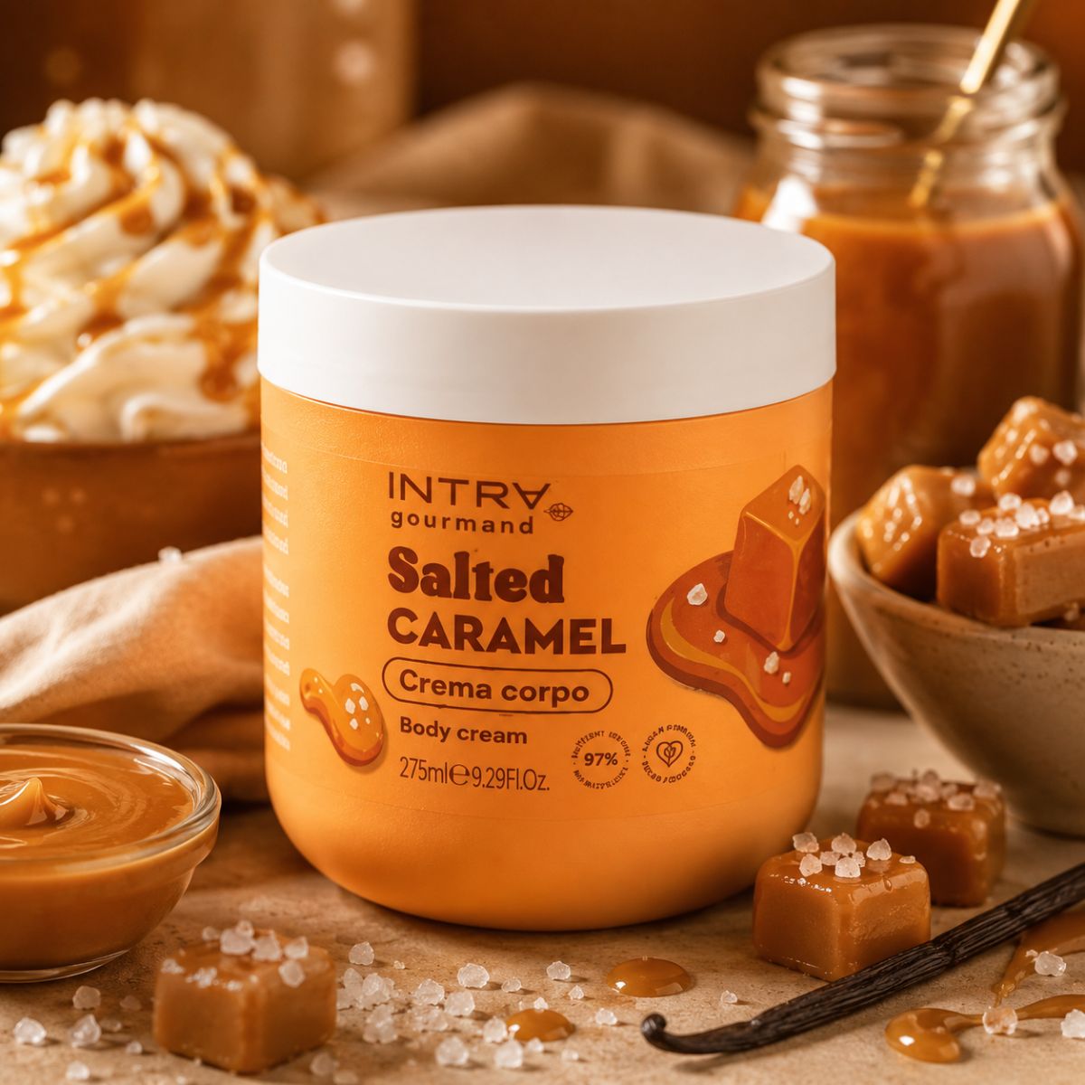 INTRA GOURMAND SALTED CARAMEL CREMA CORPO - Body Cream 275ml - Liquidò